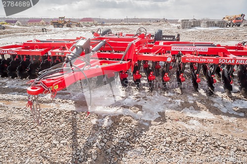 Image of Agriculture equipment for tractor on exhibition