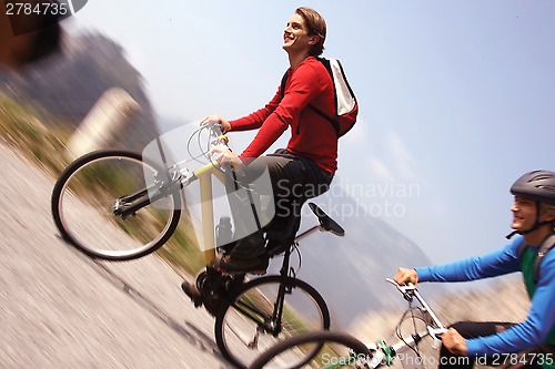 Image of Cyclists riding bikes