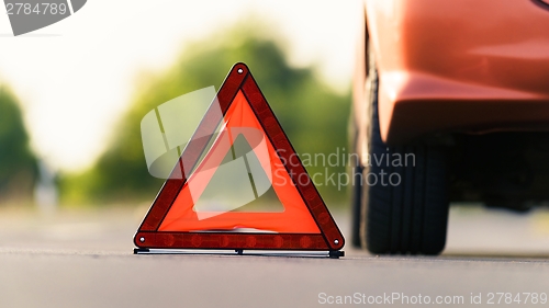 Image of Red triangle of a car