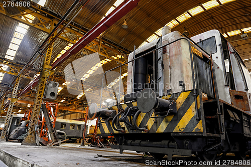 Image of Freight train in garage