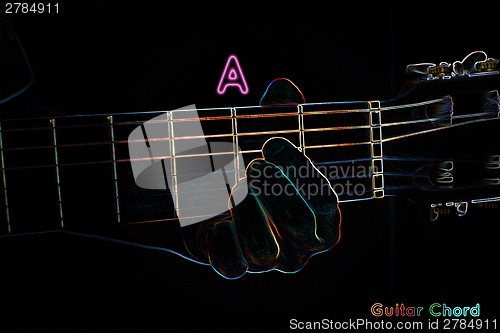 Image of Guitar chord on a dark background