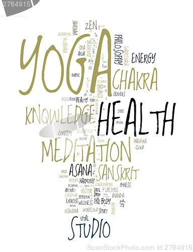 Image of YOGA. Word collage on white background.