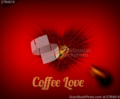 Image of Heart of coffee beans with coffee love text