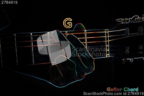 Image of Guitar chord on a dark background