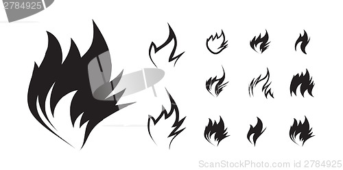 Image of Fire icon set on white background