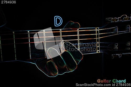 Image of Guitar chord on a dark background