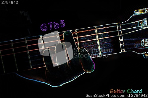 Image of Guitar chord on a dark background