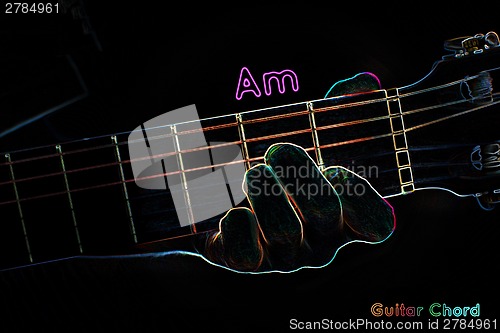 Image of Guitar chord on a dark background