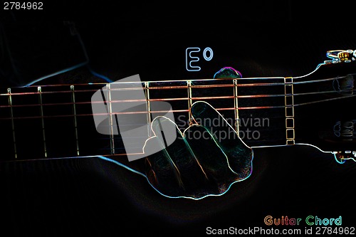 Image of Guitar chord on a dark background