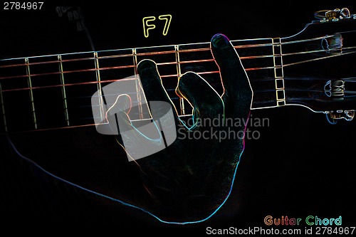 Image of Guitar chord on a dark background