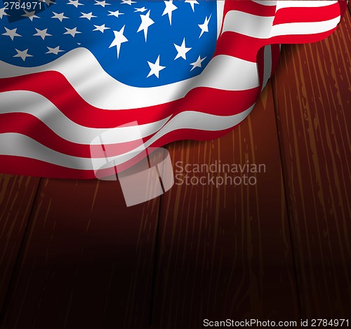 Image of U.S. flag on a wooden floor