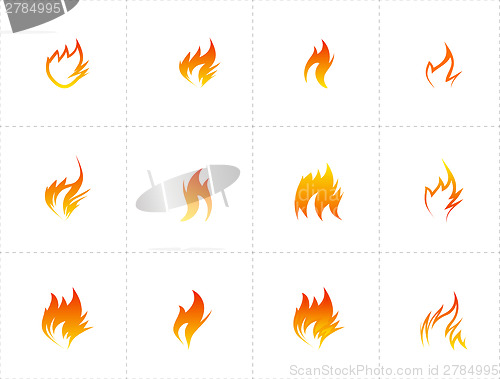 Image of Fire icon set on white background