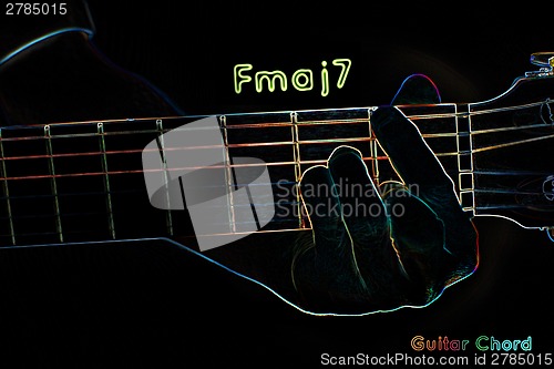 Image of Guitar chord on a dark background