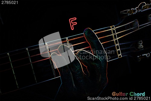 Image of Guitar chord on a dark background