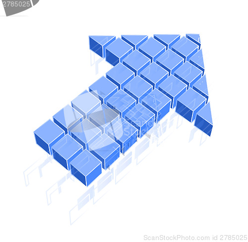 Image of Arrow icon made of blue cubes