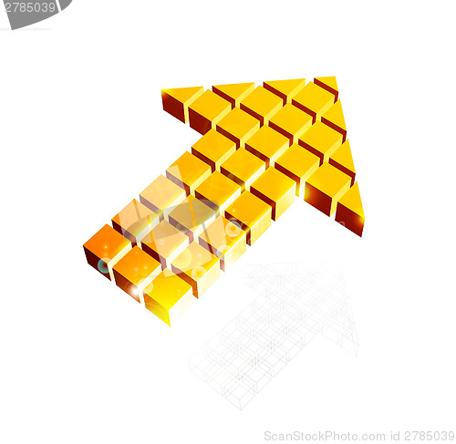 Image of Arrow icon made of orange cubes