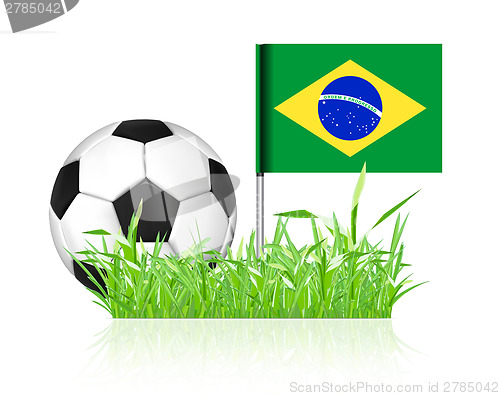 Image of Soccer ball with brasil flag