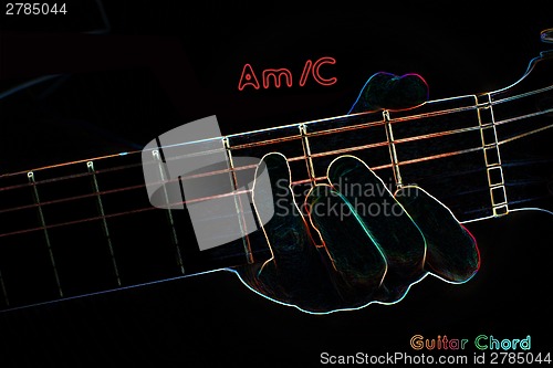 Image of Guitar chord on a dark background