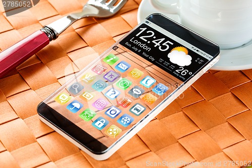 Image of Smartphone with a transparent display.