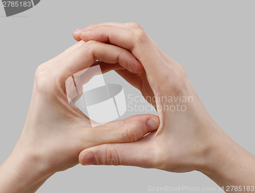 Image of White hand on perfect gray background