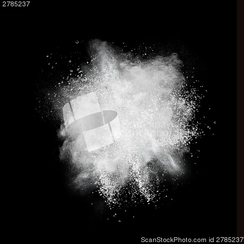 Image of White powder explosion isolated on black background