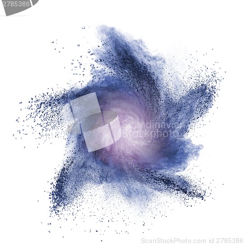 Image of Blue powder explosion isolated on white