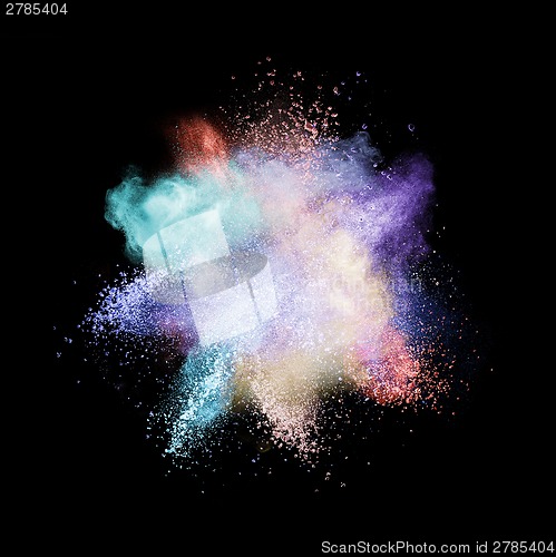 Image of White powder explosion isolated on black