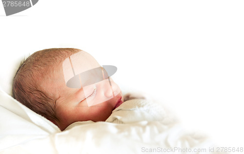 Image of sleeping newborn baby in the hospital