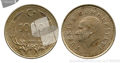 Image of thousand lira, Turkey, Atatyurk, 1990