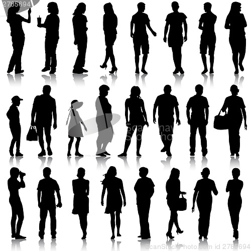 Image of Black silhouettes of beautiful mans and womans on white backgrou