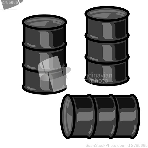 Image of Silhouettes  metal barrels  for oil on white background. Vector 