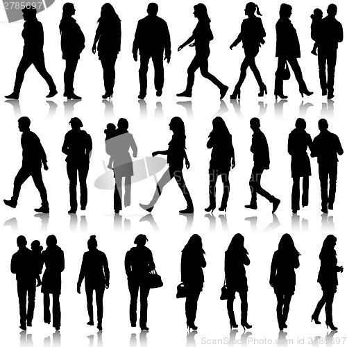 Image of Black silhouettes of beautiful mans and womans on white backgrou