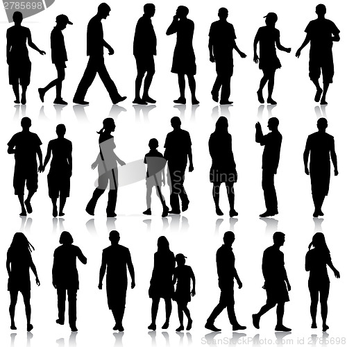 Image of Black silhouettes of beautiful mans and womans on white backgrou