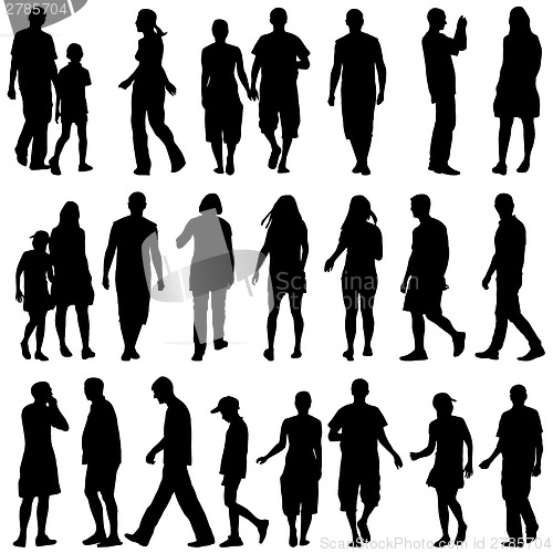 Image of Black silhouettes of beautiful mans and womans on white backgrou