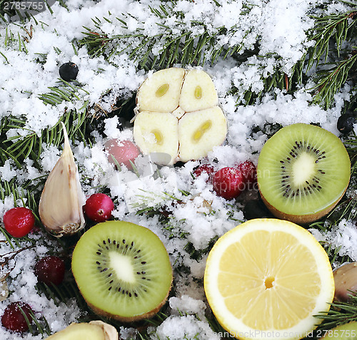 Image of Fruit on snow