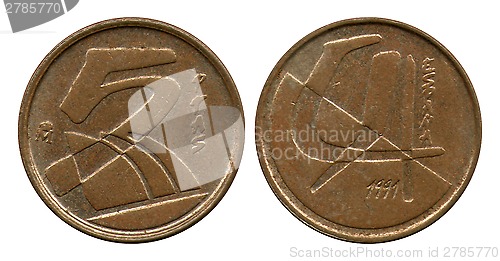 Image of five pesetas, Spain, 1991