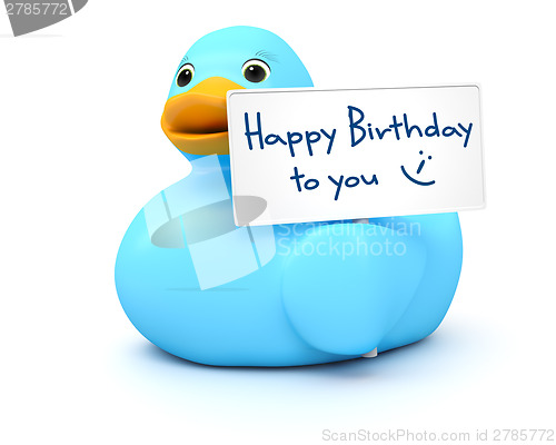 Image of Blue Ducky with happy birthday sign