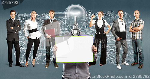 Image of Business Team With Lamp Head