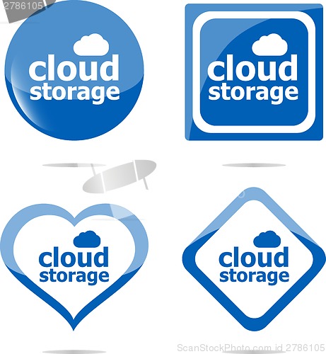 Image of cloud storage - cloud computing icon stickers set isolated on white