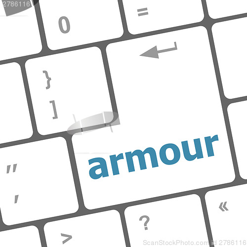 Image of Keyboard with enter button, armour word on it