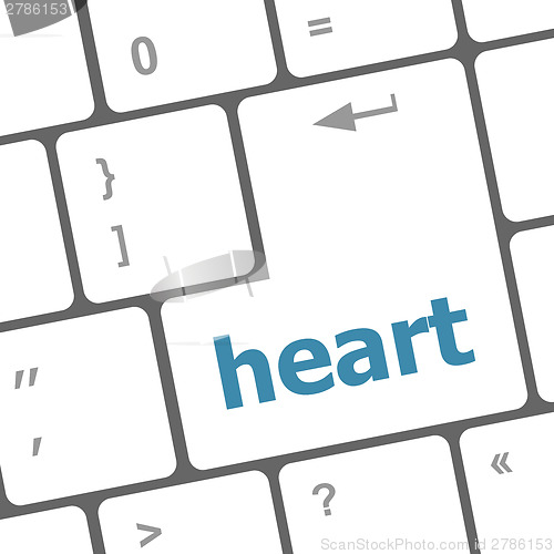 Image of modern keyboard keys with a word heart