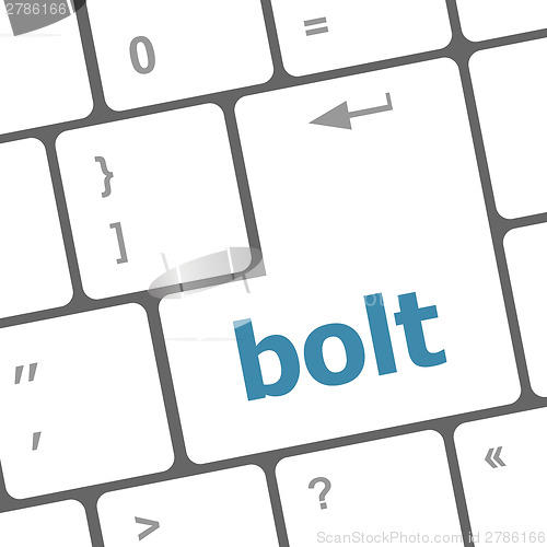 Image of bolt word on keyboard key, notebook computer button