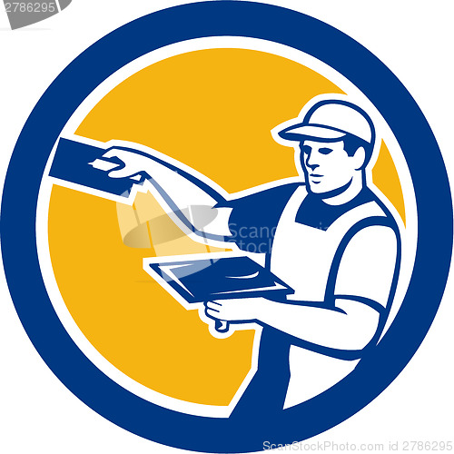 Image of Plasterer With Trowel Circle Retro