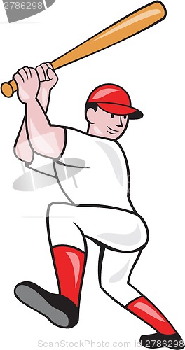 Image of Baseball Player Batting Isolated Full Cartoon