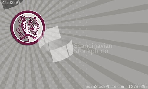 Image of Business Card Tiger Head Growling Side Circle Retro
