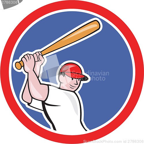 Image of Baseball Player Batting Circle Cartoon