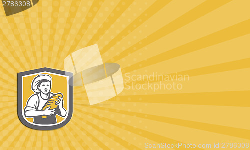 Image of Business card Female Baker Holding Bread Loaf Shield