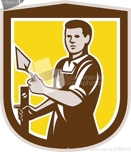 Image of Mason Masonry Worker Trowel Shield Retro