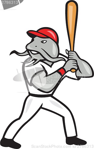 Image of Catfish Baseball Hitter Batting Full Isolated Cartoon 