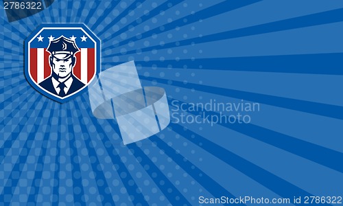 Image of Business Card American Security Guard Flag Shield Retro